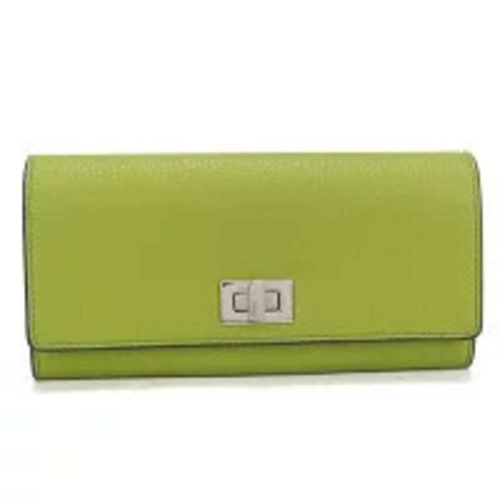 Fendi Long Wallet Bi fold Coin Purse Peekaboo Continental Green